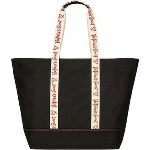 GUC Victoria's Secret Logo Strap Black Canvas Tote Bag - Picture 12 of 12